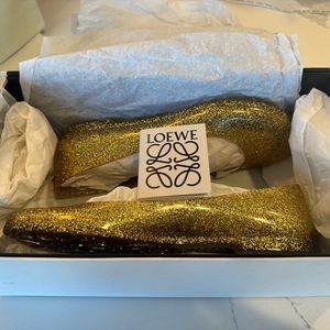 Gold “Loewe toy” capsule Paula’s Ibiza ballet flats.